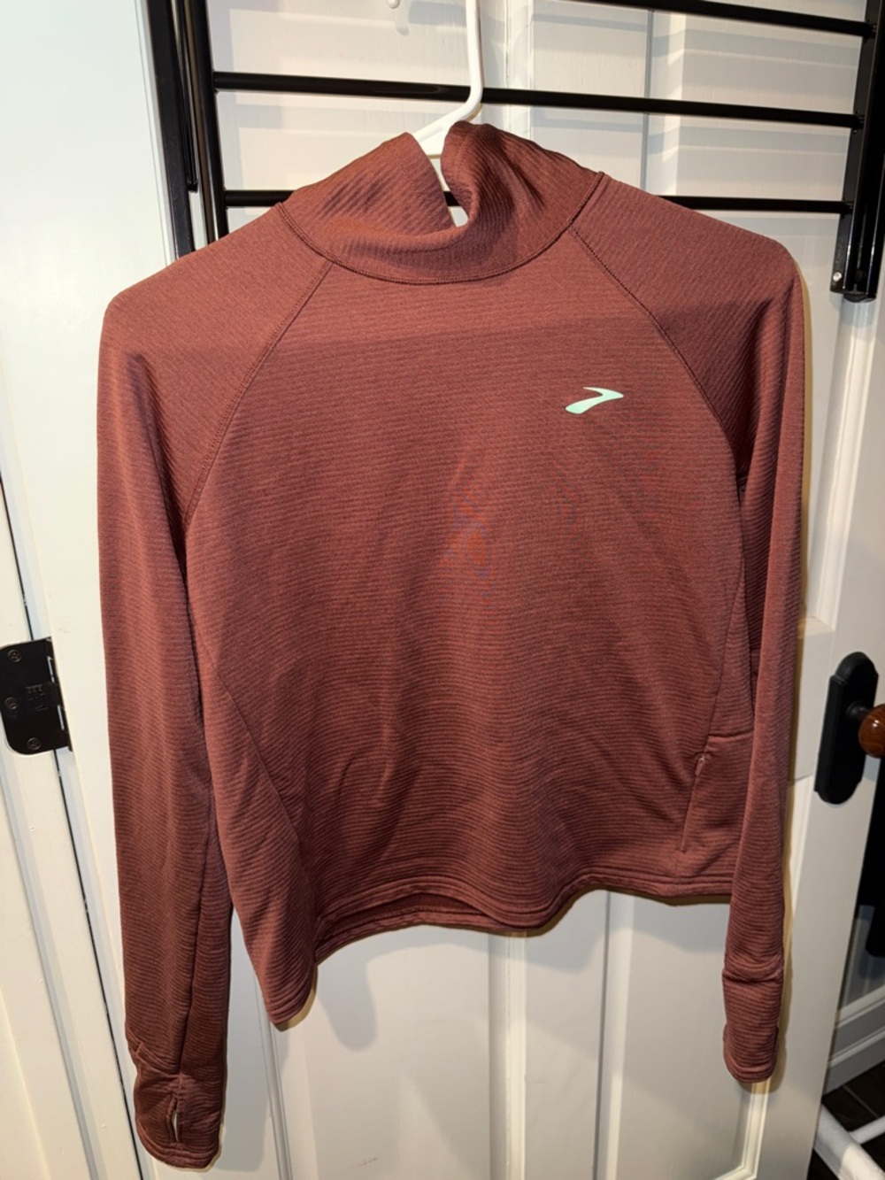 Brooks Maroon Long-Sleeve Mock Neck Pullover